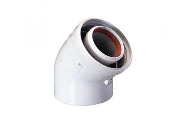 Коаксиальный отвод полипропиленовый 45°, диам. 60/100 мм, HT (KMT71405981)